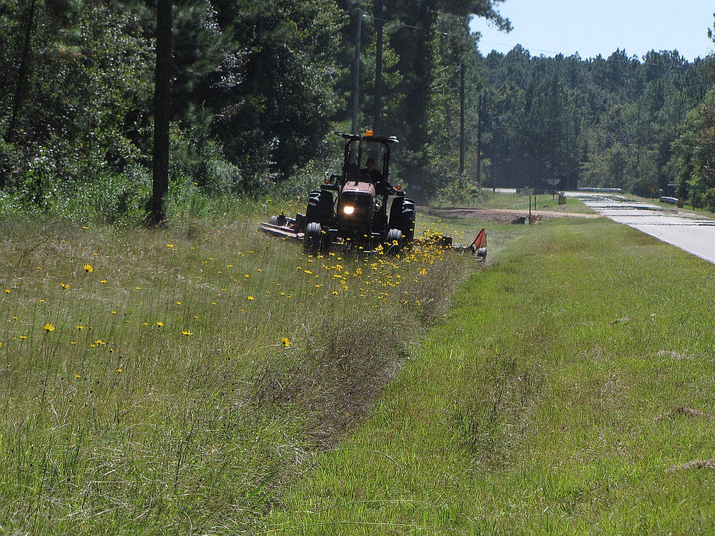 Mowing along roadside