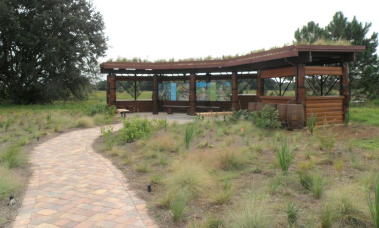 Native planting and bird blind at PEAR Park