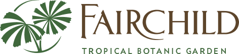 Fairchild Tropical Botanic Garden logo featuring stylized green plant graphics and the garden name in brown and green text.